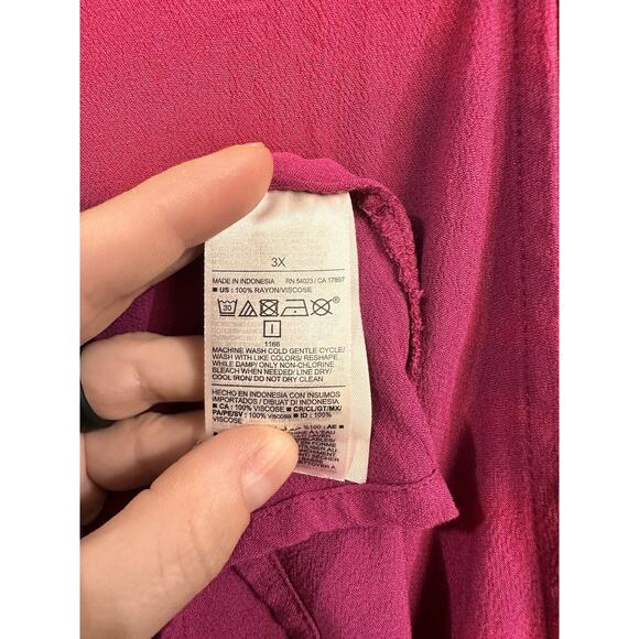 Old Navy Wrap Dress 3X Flutter Sleeve Midi Pink Stretch Barbiecore - Picture 4 of 7